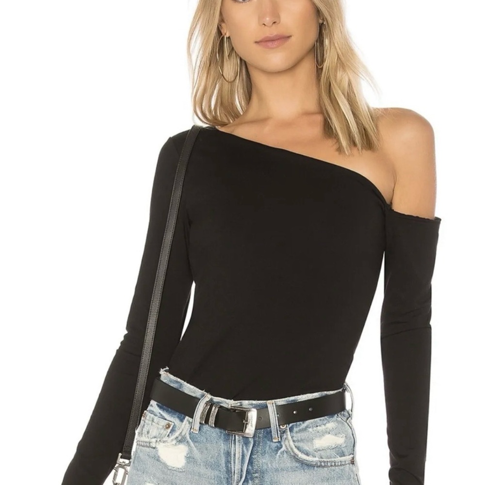 Susana Monaco Elegant Black One-Shoulder - Long Sleeves